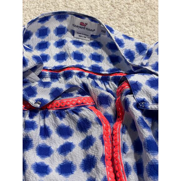 Vineyard Vines Silk Sequin Tunic Womens  XXS Long Sleeve Blouse Blue White Pink - Picture 9 of 11